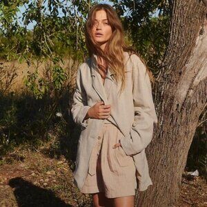 Free People We‎ The Free Cream Beckett Linen Blend Blazer Jacket